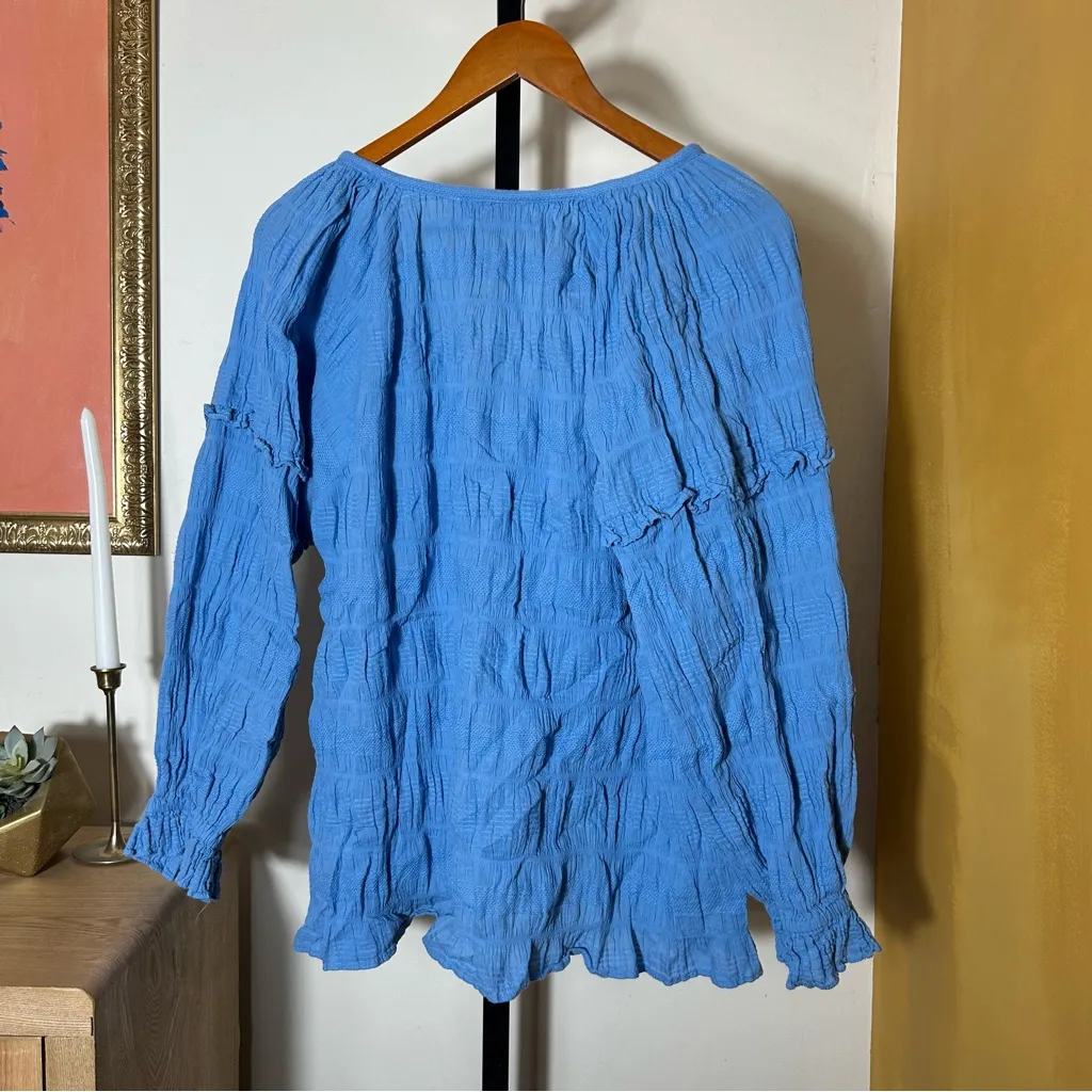 Cleobella Azariah Blouse Tiered Ruffle Long Sleeve Top Gauzy Cotton Boho Size XL - Image 7
