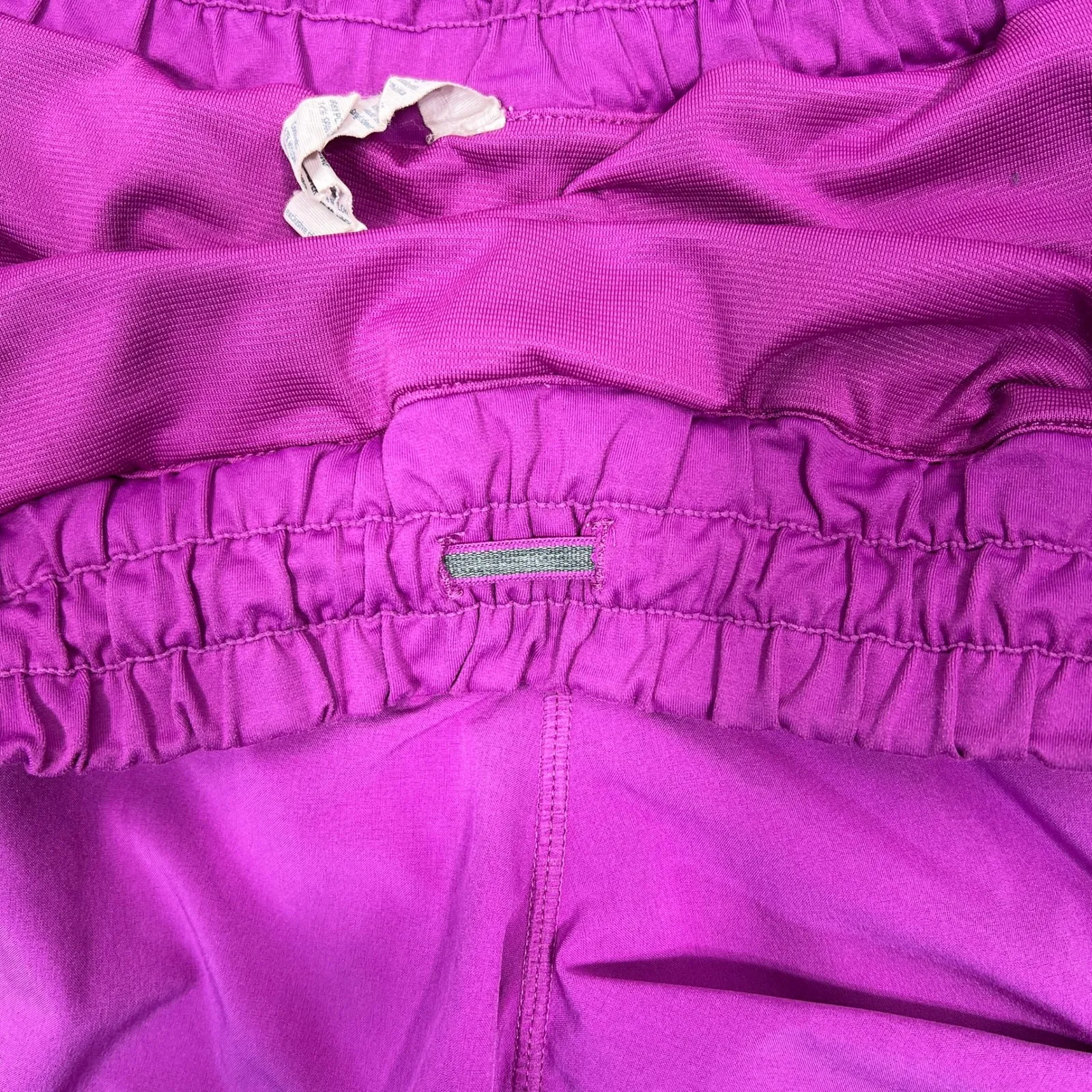 Lululemon Tracker II Running Shorts Sz 12 Fuschia Lined Elastic Waist Zip Pocket - Image 6
