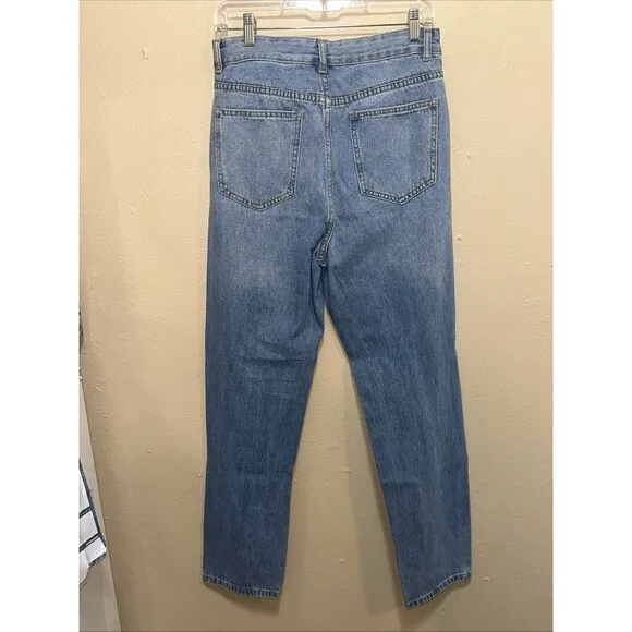 SHEIN EZwear‎ High Waist Straight Leg Ripped Mom Jeans Size 6 Medium - Image 5