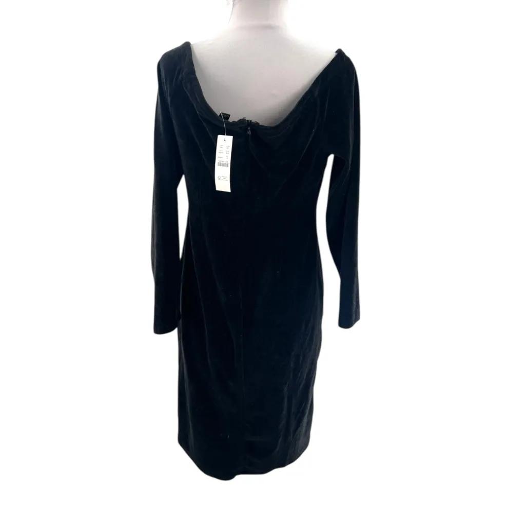 NWT J. Crew MARIO BELLUCCI Black Velvet off shoulder Long Sleeve Dress sz 12 - Image 2