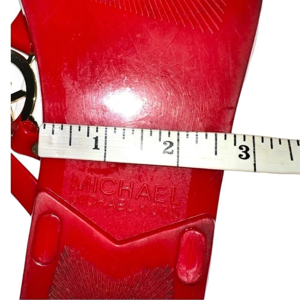 Michael Michael Kors cute red strap gold logo thong sandals Size 7 - Image 10