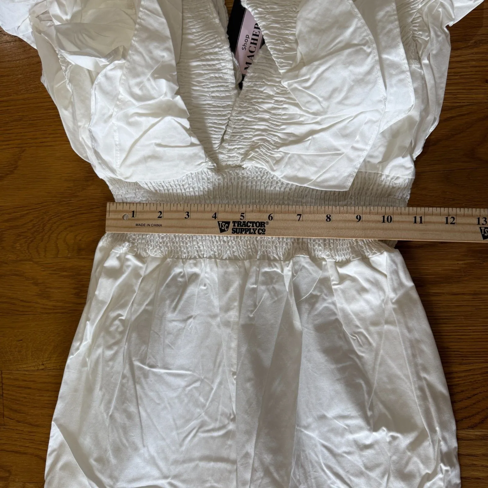 White Ruffled‎ Sleeve Jumpsuit Summer Medium - Image 4