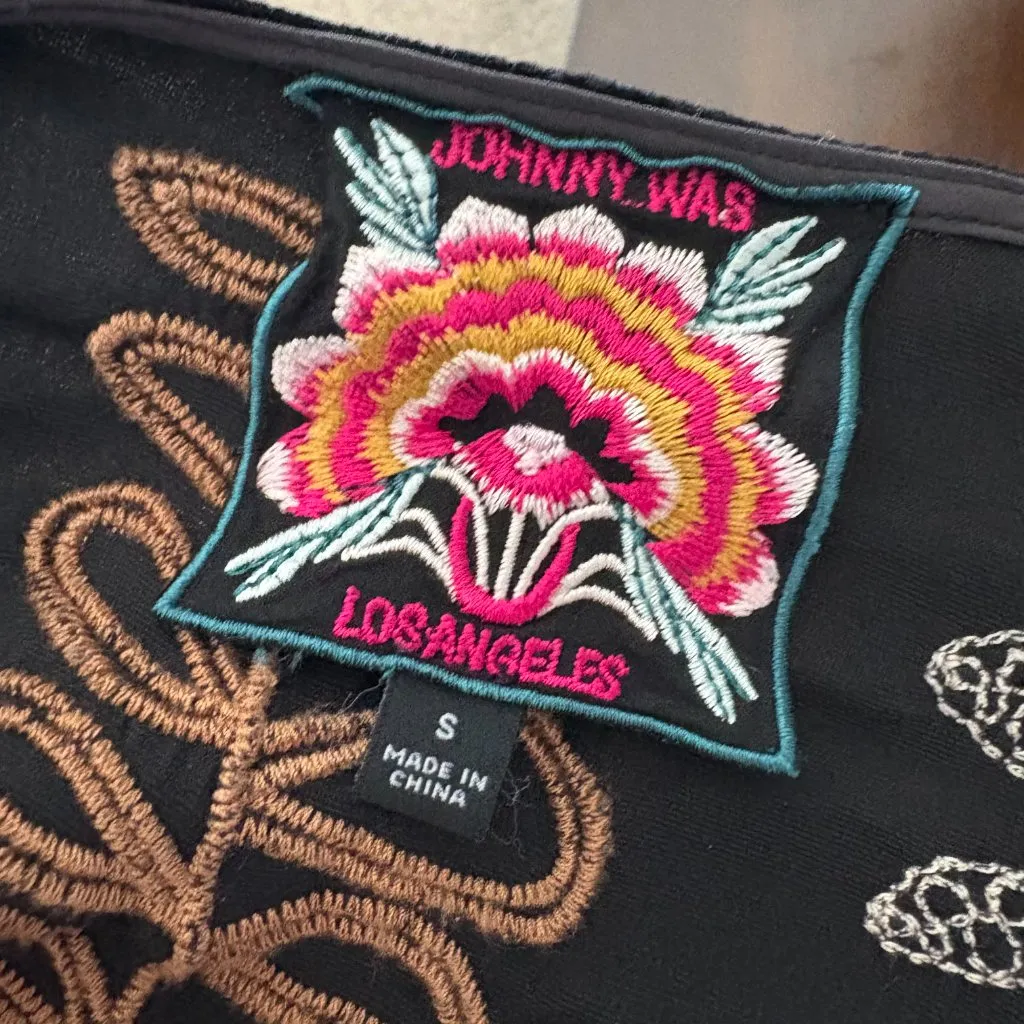 Johnny Was Kimono Sleeve Relaxed Dress Black Womens Long Sleeve Velvet Small - Image 4