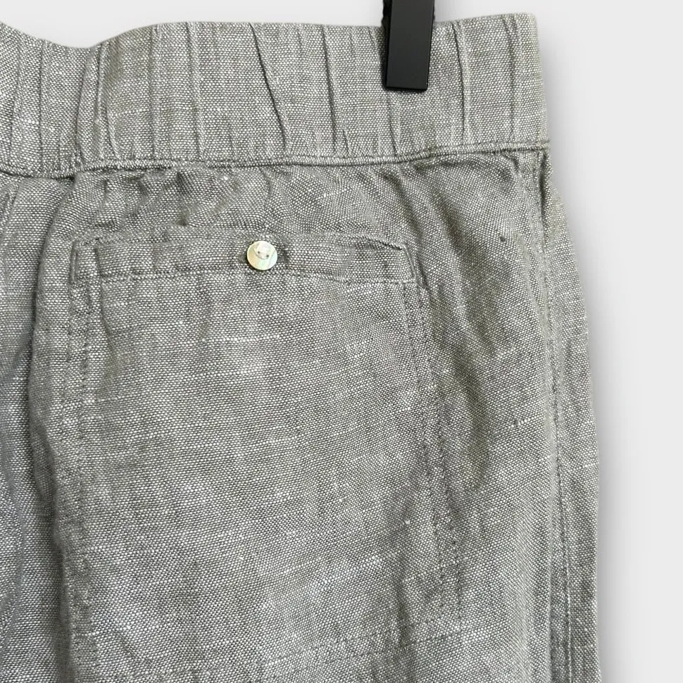 Pure Jill Linen Cropped Pull On Pants Gray Women's Medium Petite Coastal Minimal - Image 7