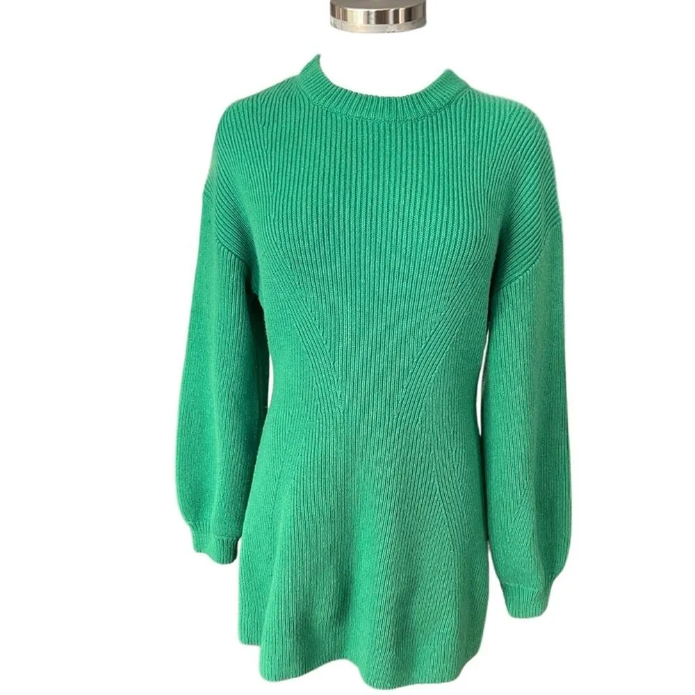 & Other Stories Ribbed Hour Glass Silhouette Jumpe/Dress Green Size S - Image 3