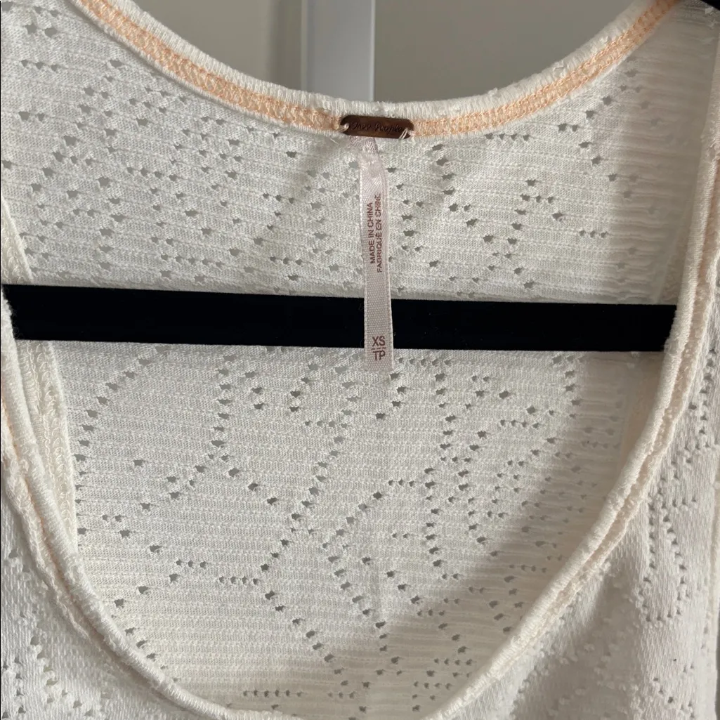 Free People Rally Tank Perforated Cream Racerback Peplum Tank Top Size XS - Image 6