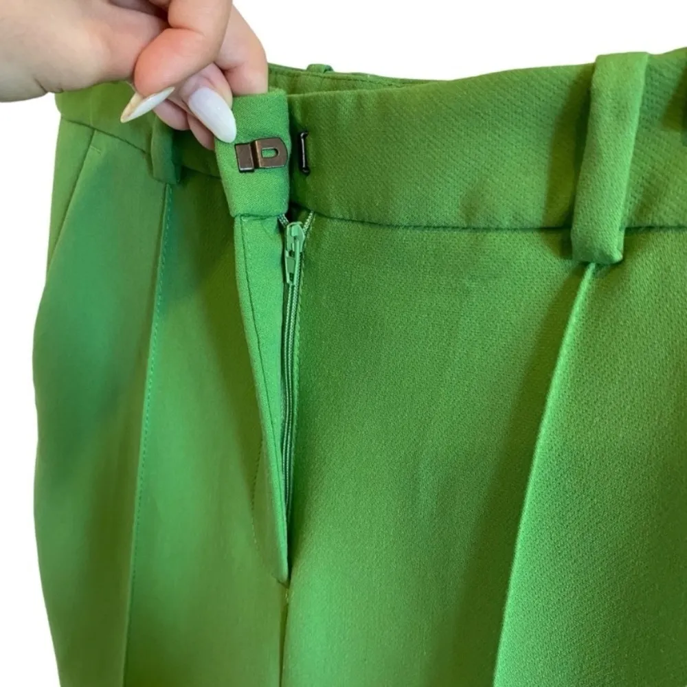 Zara High Rise Straight Leg Pleated Trousers In Apple Green - Image 4