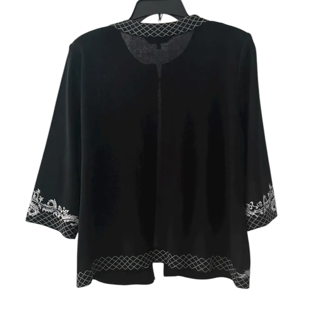 Ming Wang Black Embroidered Cardigan Size Large Luxury Feminine - Image 3