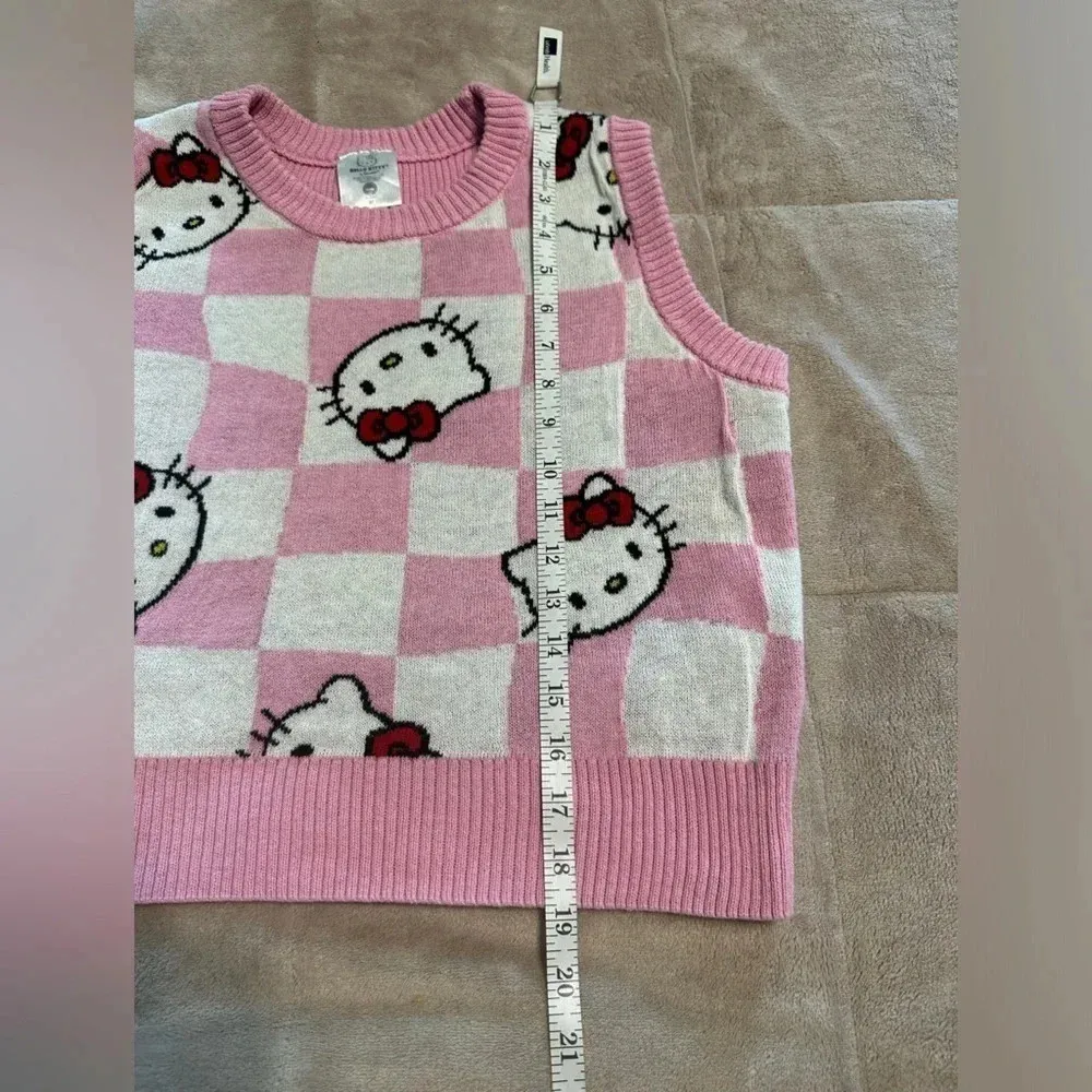 Hello Kitty Sweater Vest Women’s Size Medium Pink White - Image 2