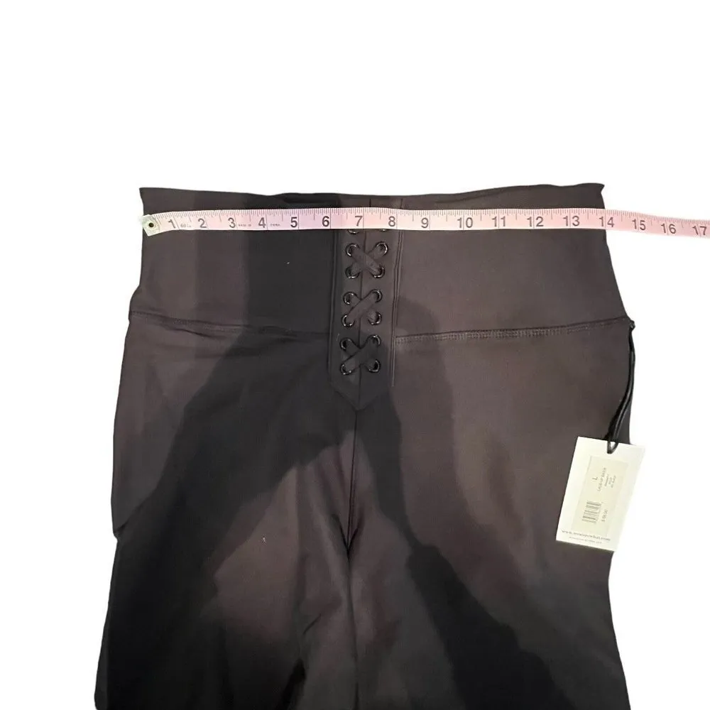 WeWoreWhat Womens High Waisted Lace Up Biker Gym‎ Shorts Black Size Large New - Image 4