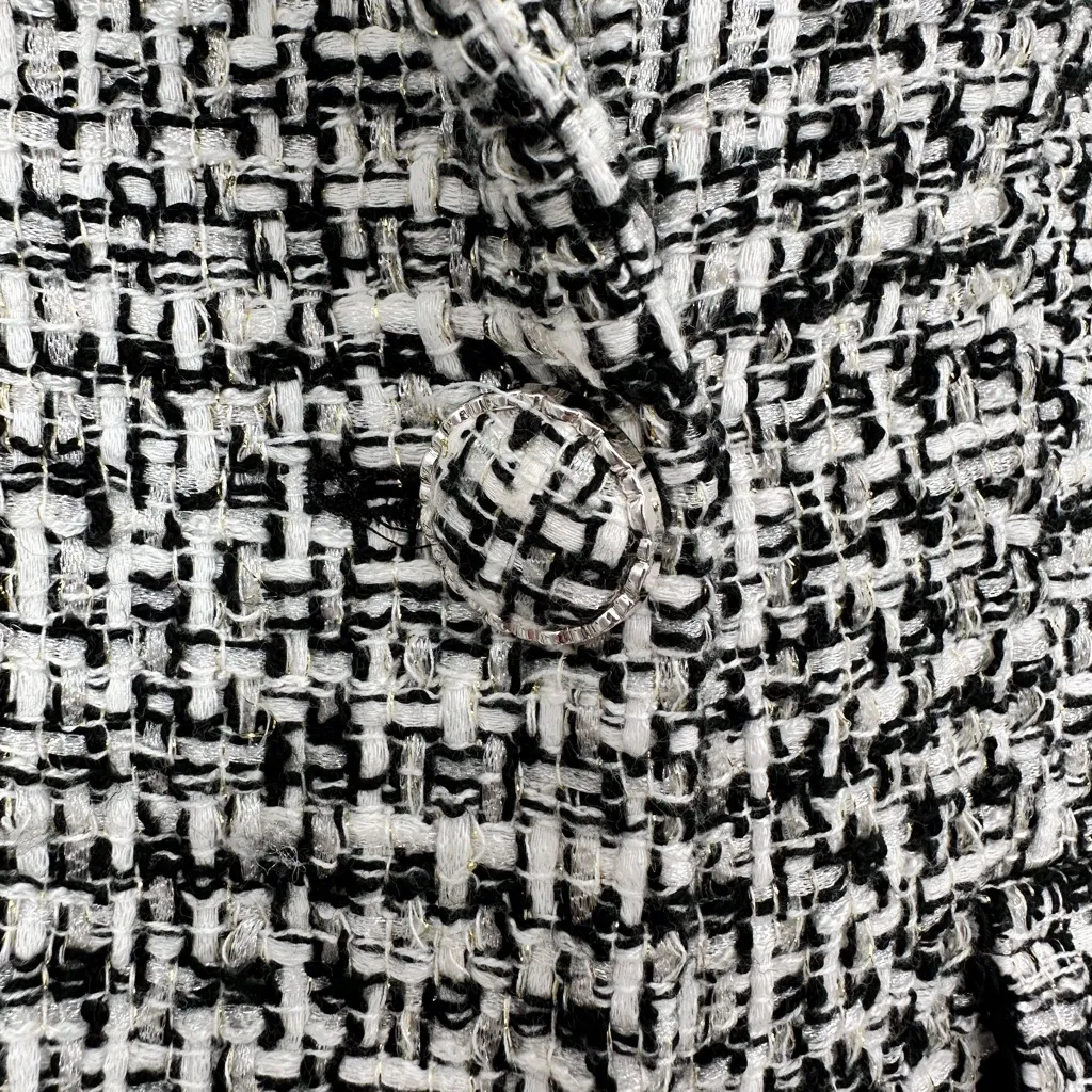 Zara Tweed Sleeveless Collared Romper size Medium Black White - Image 5