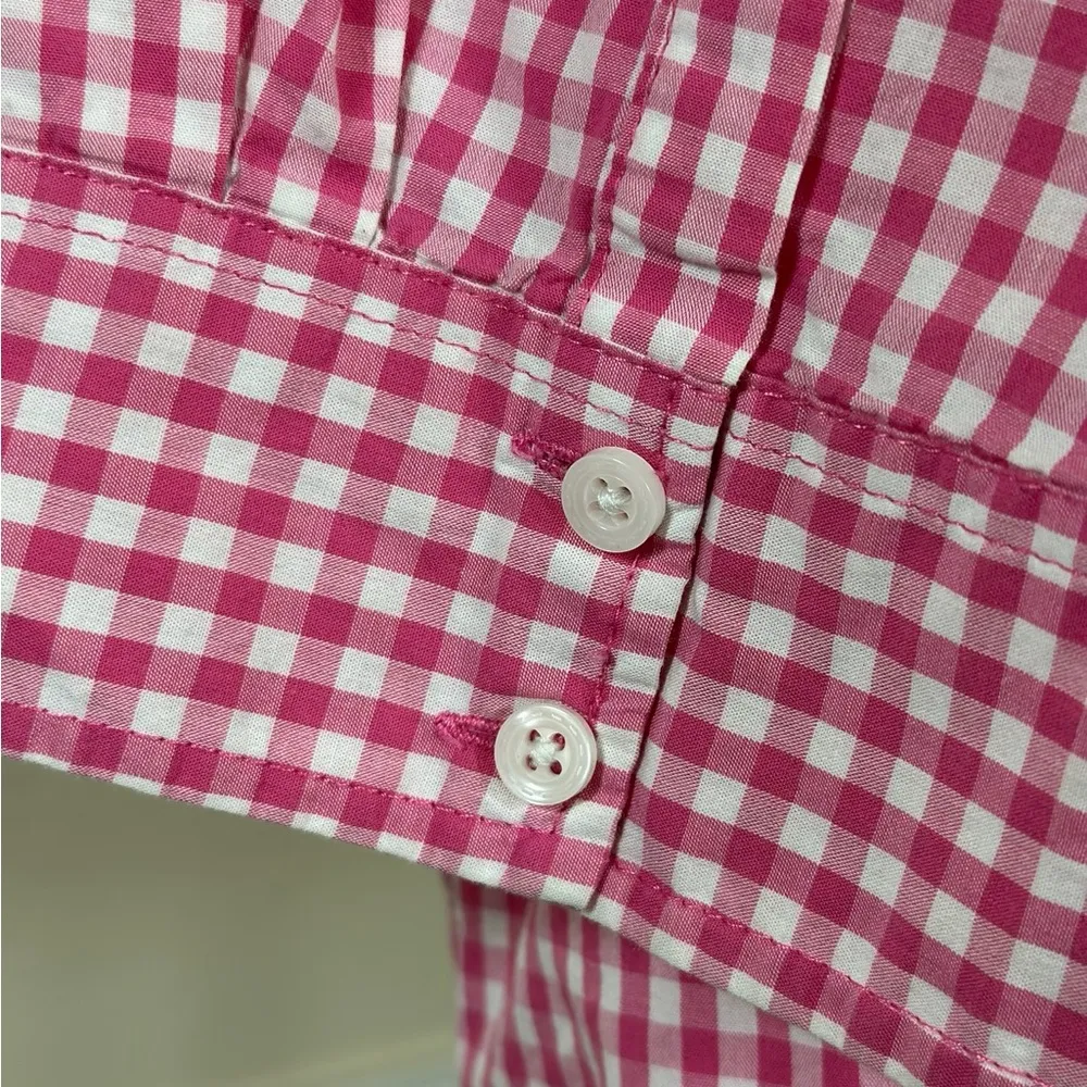 Barbie Pink Gingham Plus Size 3X Cotton Roll Tab Sleeves Preppy Classic Western - Image 8