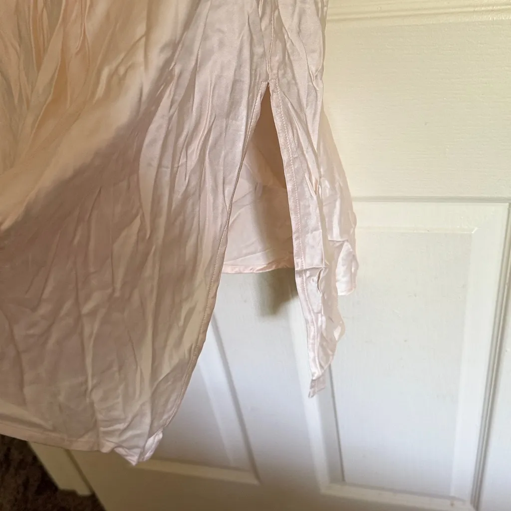 Asymmetrical Cream Satin Dress Tan Size XL - Image 5