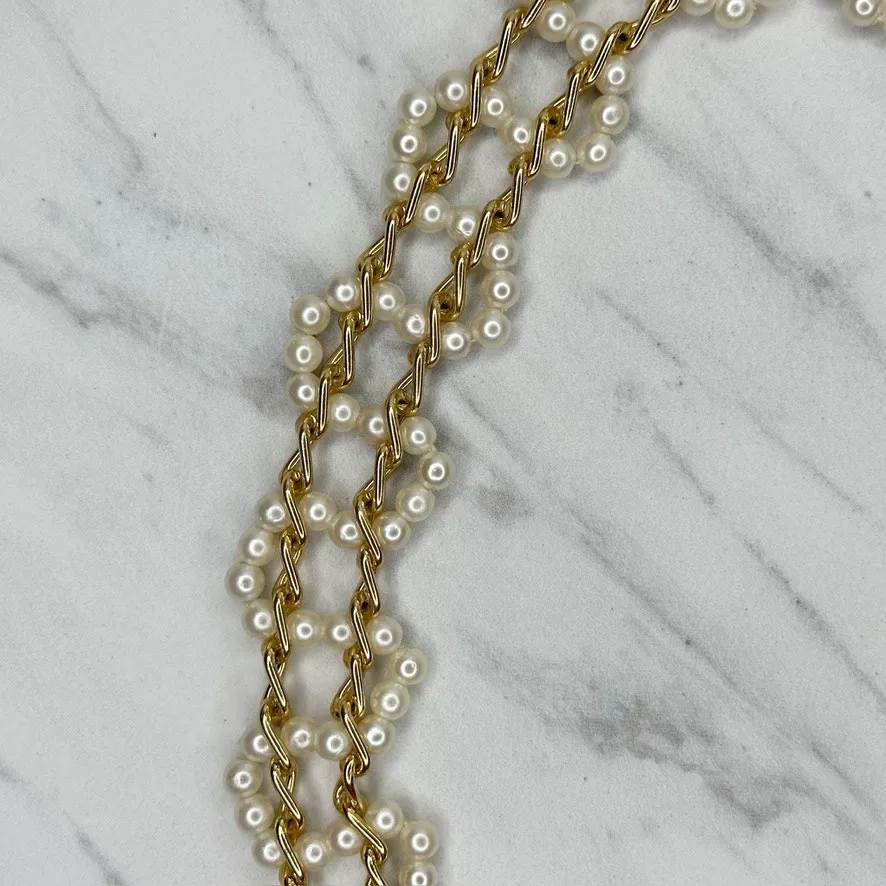 Faux Pearl Beaded Gold Tone Chain Belt XS/Small (XS/S) Elegant ✨ - Image 7