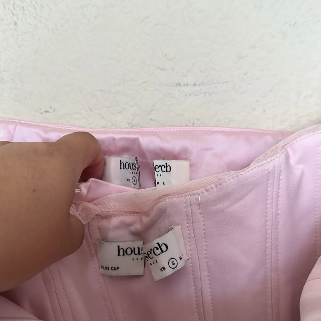 HOUSE OF CB SET Georgie Top & 'Giuliana' Ballerina Pink‎ Satin Maxi Skirt Size S - Image 7