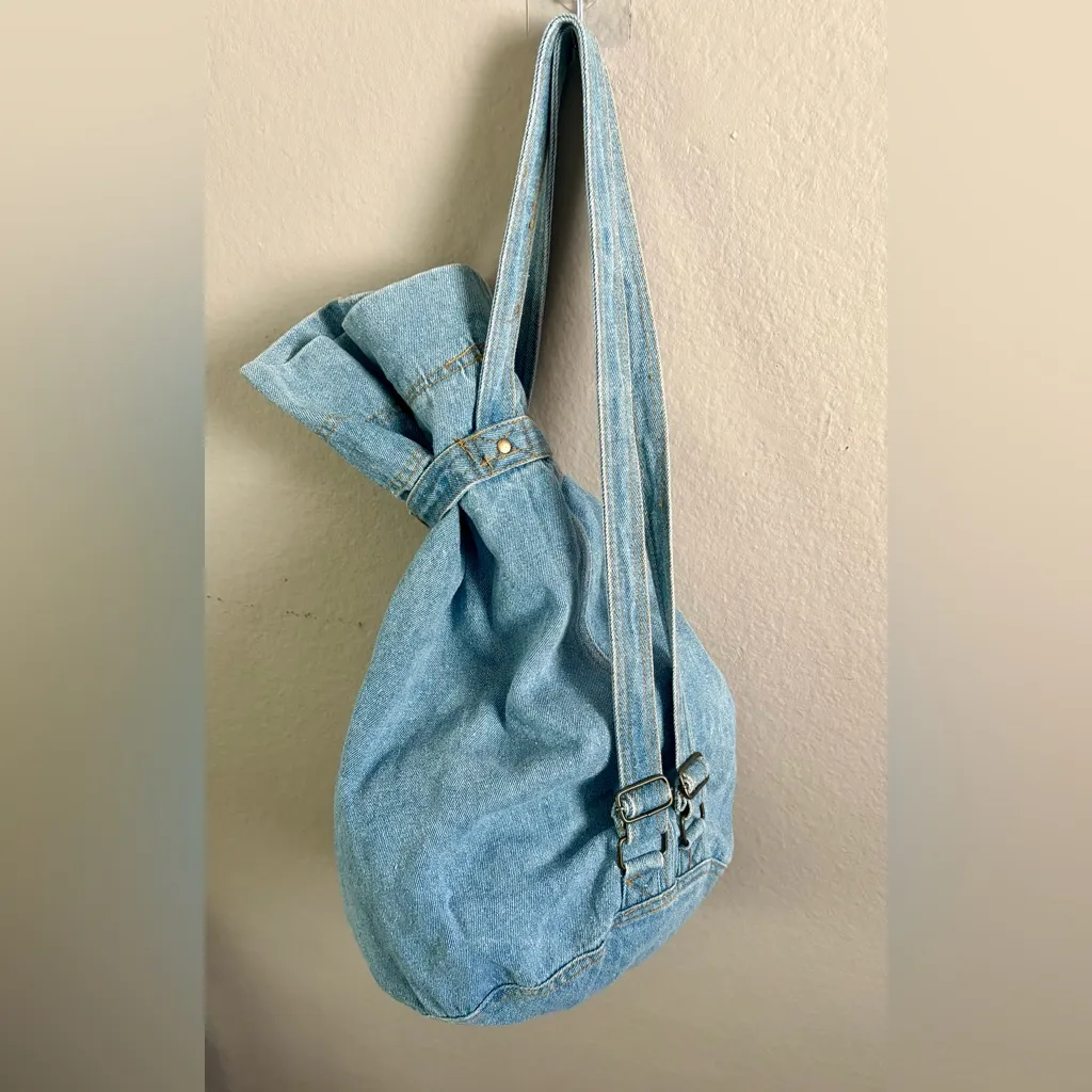 NEW YORK LINE Vintage 90s Denim Backpack Blue - Image 4