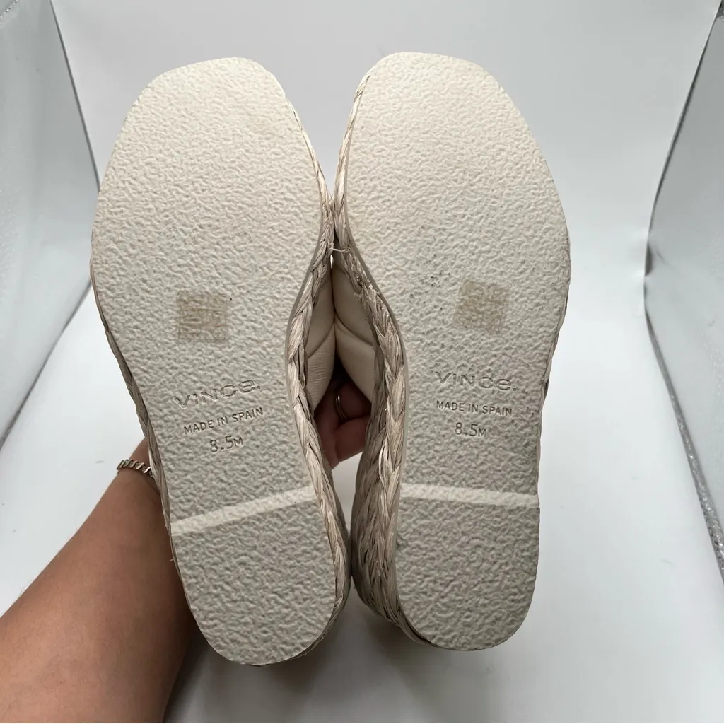 NWOB VINCE Gilian Woven Leather Espadrille Wedge Sandals White Womens Size 8.5 - Image 8