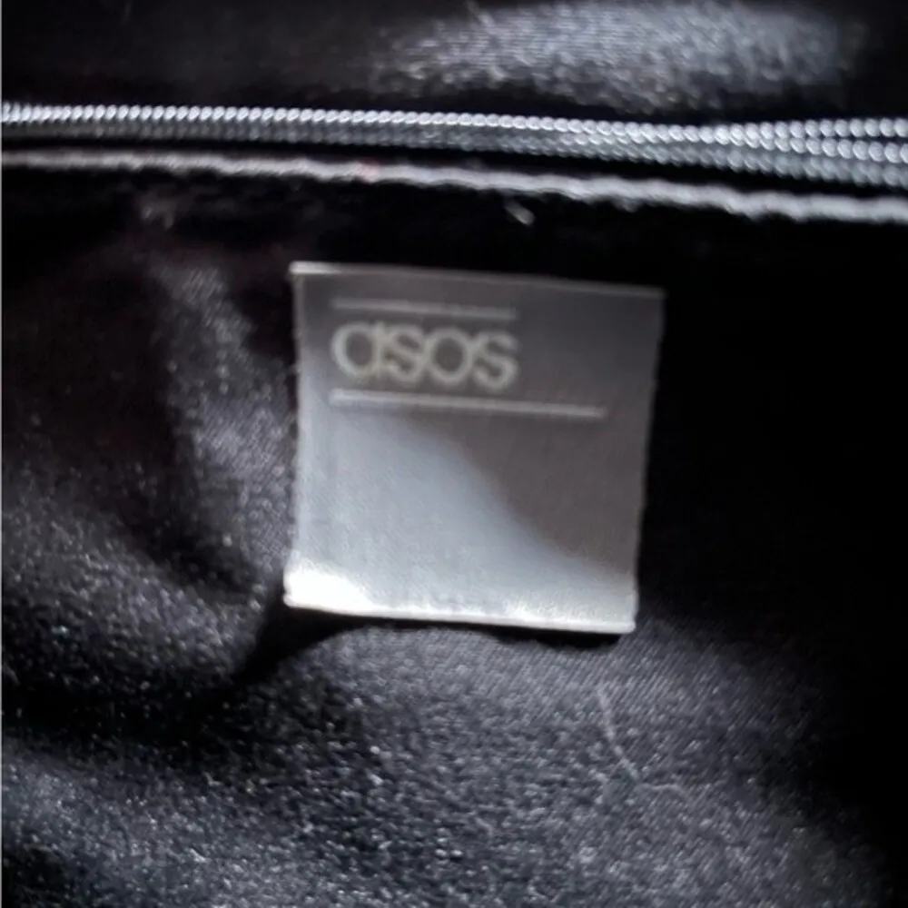 ASOS Design Black Mini Croc Reptile Backpack Faux Leather Boho Grunge Minimalist - Image 3