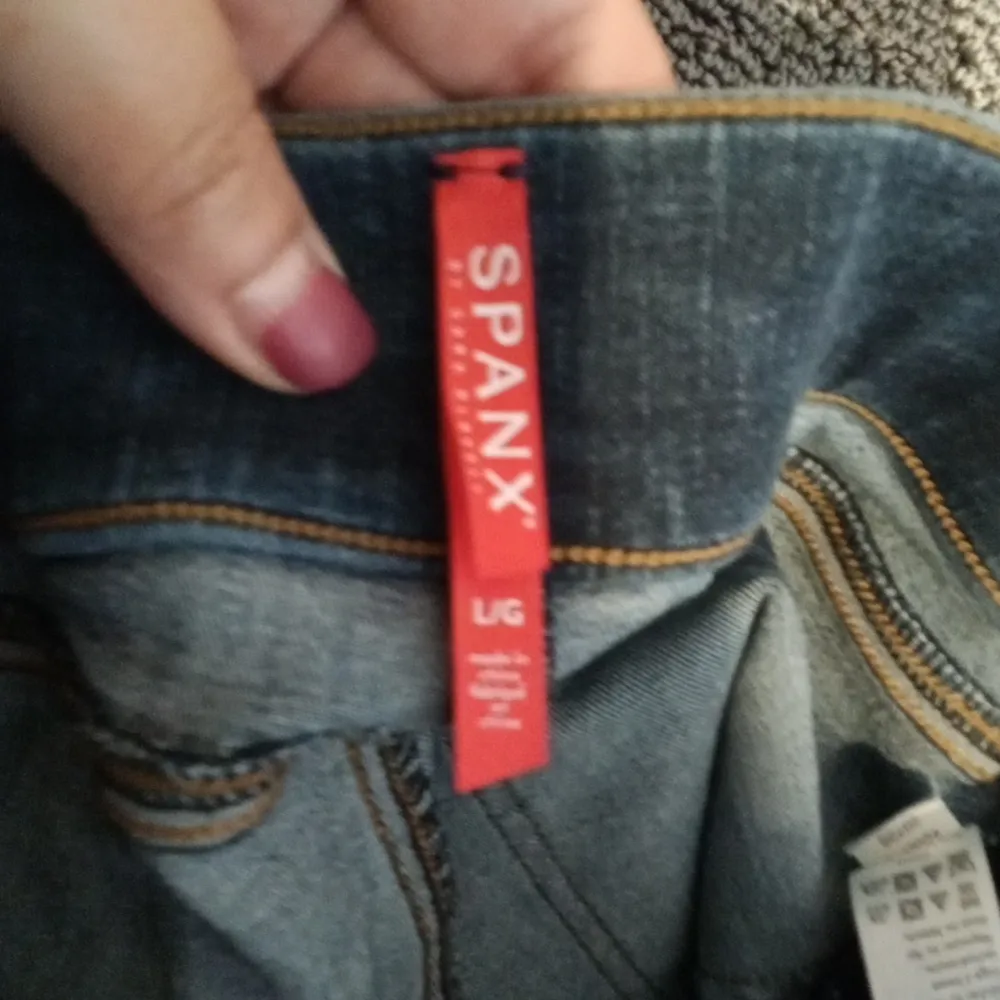 SPANX Womens Distressed Skinny Jeans Tummy Control Pull Over Size Large - Image 2