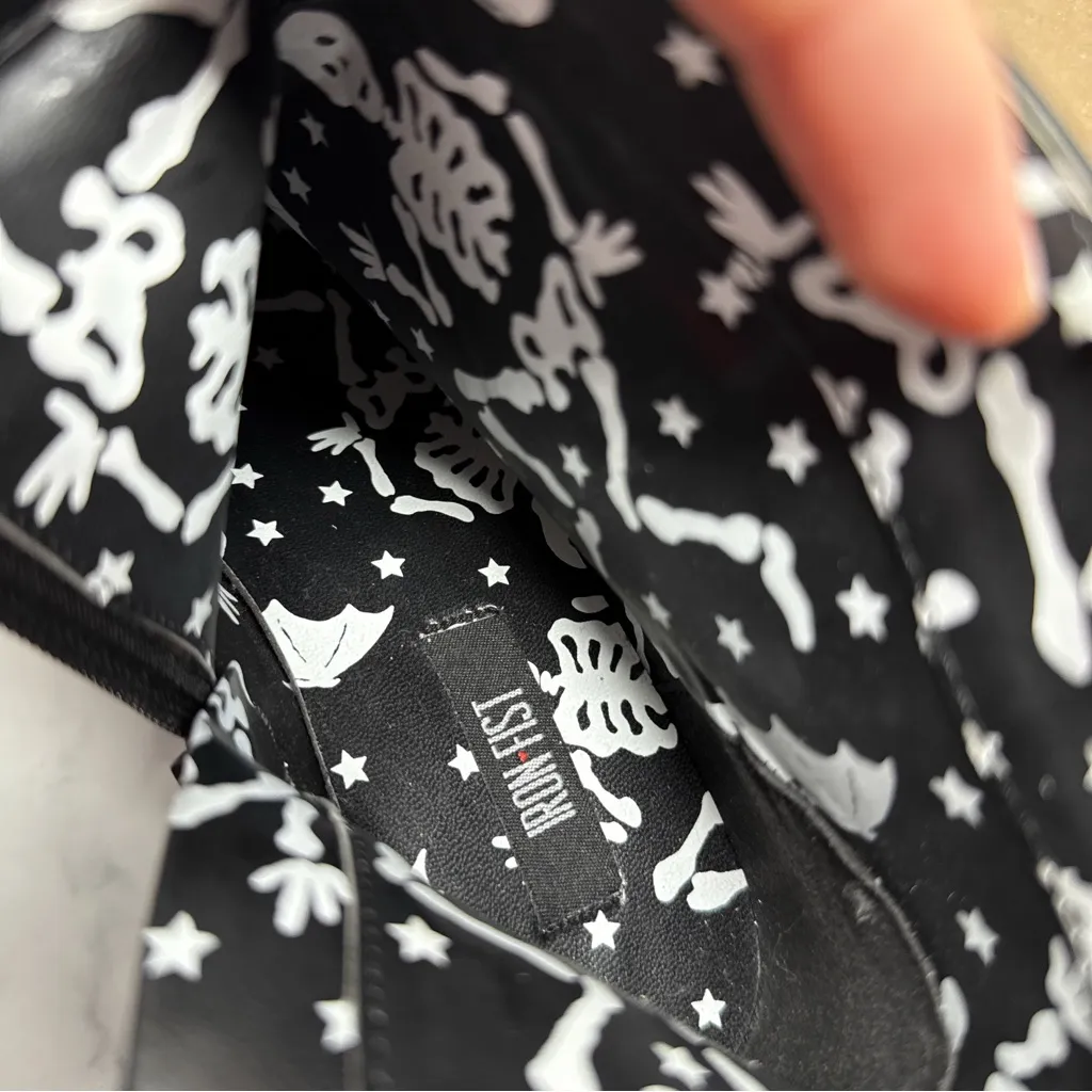 Iron Fist Wishbone Bones Chunky Platform Heavy Sole Ankle Boots Goth Black 7 38 - Image 11