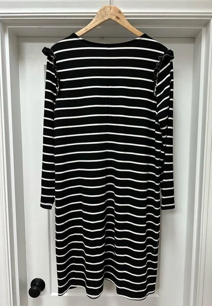 NWT old navy bw striped ruffle shoulder midi dress size xl - Image 4