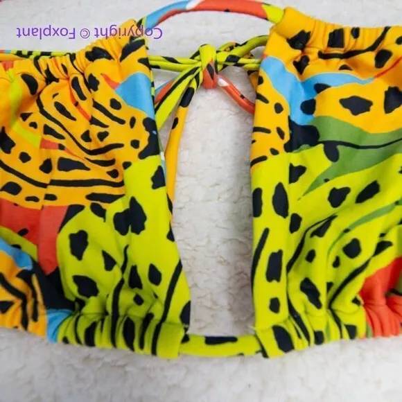 NEW SET Free People It's Now Cool Square Tie Bikini set, size L Yellow Size L - Image 8