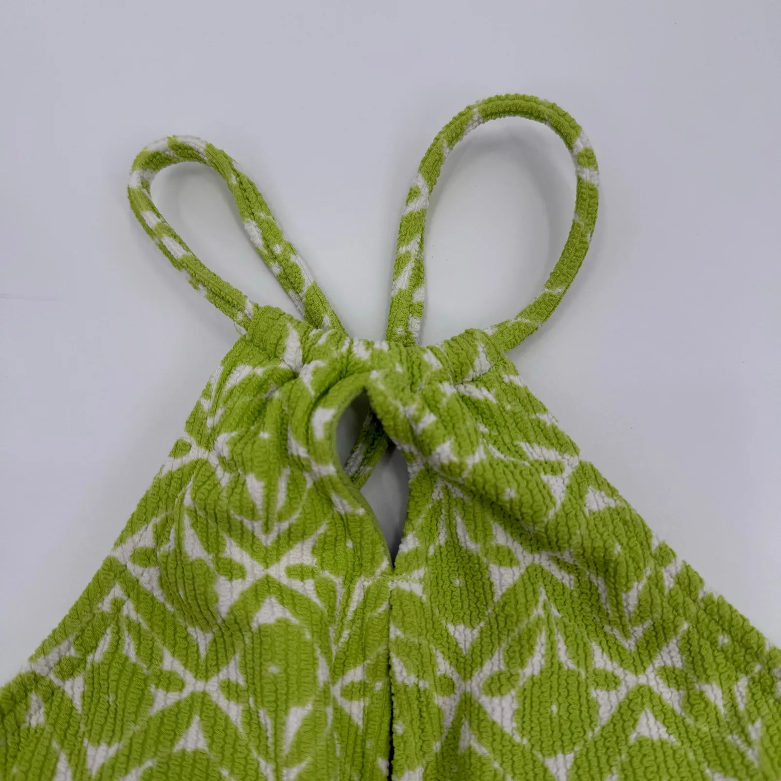 BILLABONG Bikini Top Size Small NWT That's Cute High Neck Green Swim Ribbed Surf - Image 9