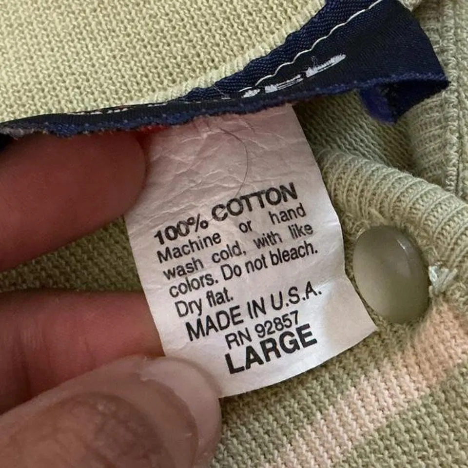 Forever Striped Knit Cardigan Short Sleeve Button Down Pastel‎ Top Green Size L - Image 5