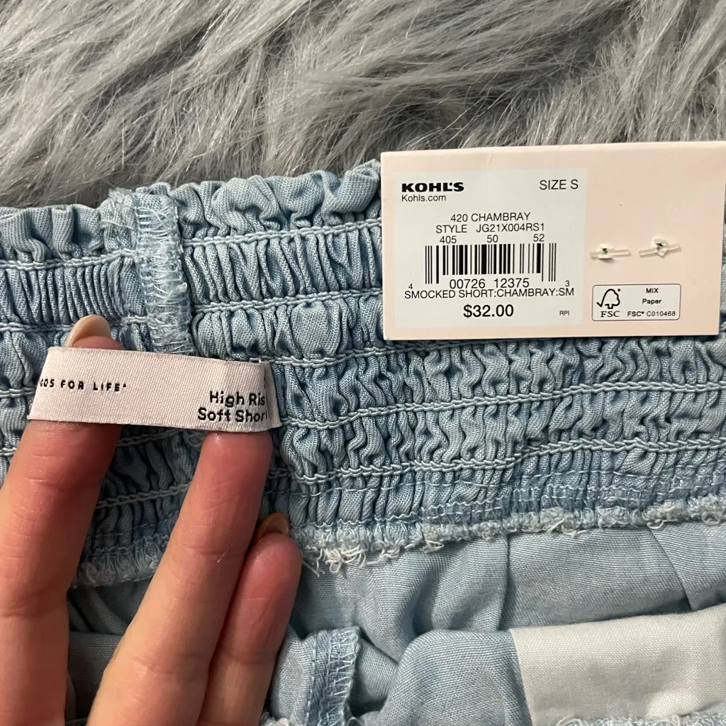 NWT Kohl's Light Blue High Waist Women's Shorts - Image 3