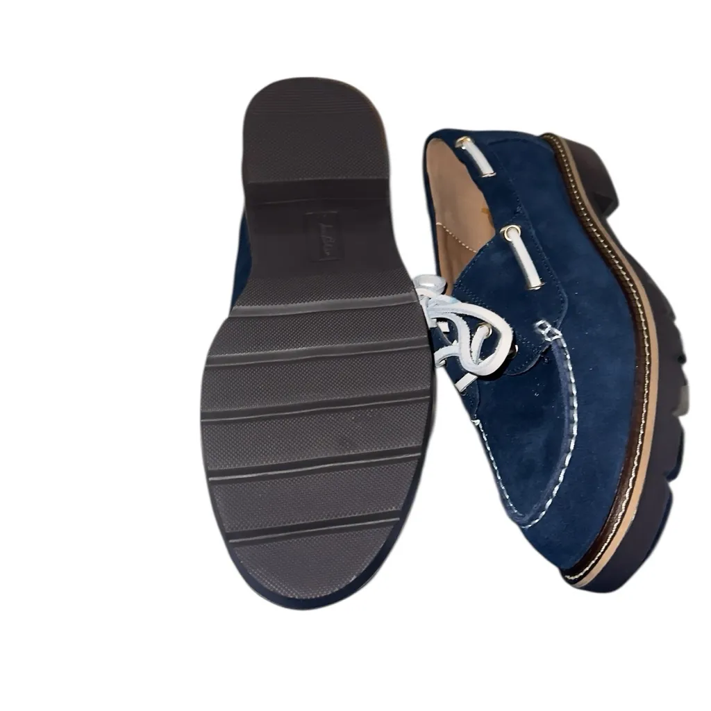 NEW $130 SAM EDELMAN Fay Boat Loafer Navy Suede In Blue - Image 5
