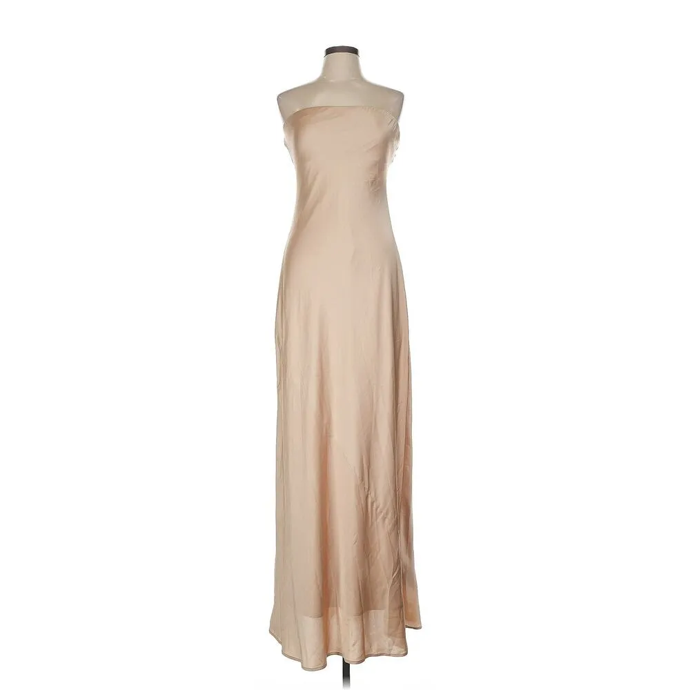 Show Me Your Mumu Taylor Tube Maxi Dress in Champagne Luxe Satin L - Image 3