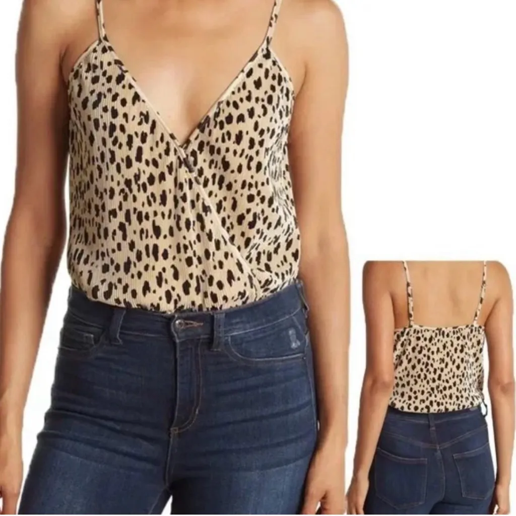 WAYF Surplice Ribbed Cheetah Print Bodysuit Top - Image 2
