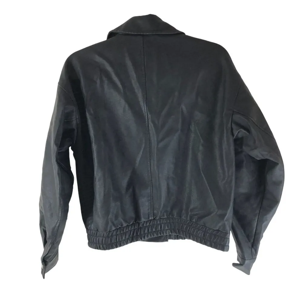 Wild Fable Womens Black Faux Leather Moto Jacket Asymmetric Zipper XS - Image 2