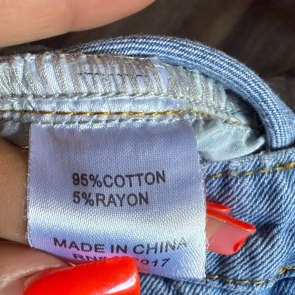 Princess Polly Light Blue High Waist Raw Hem Flare Leg Jeans Size 4 - Image 4