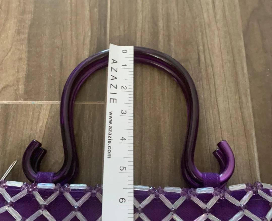 HANDMADE Purple & White Beaded Handbag Purse - Image 8
