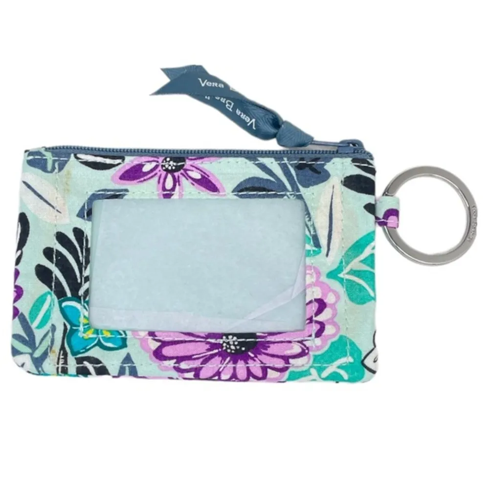 Vera Bradley Penelope’s Garden Zip ID Case and Lanyard Purple Blue Green - Image 3
