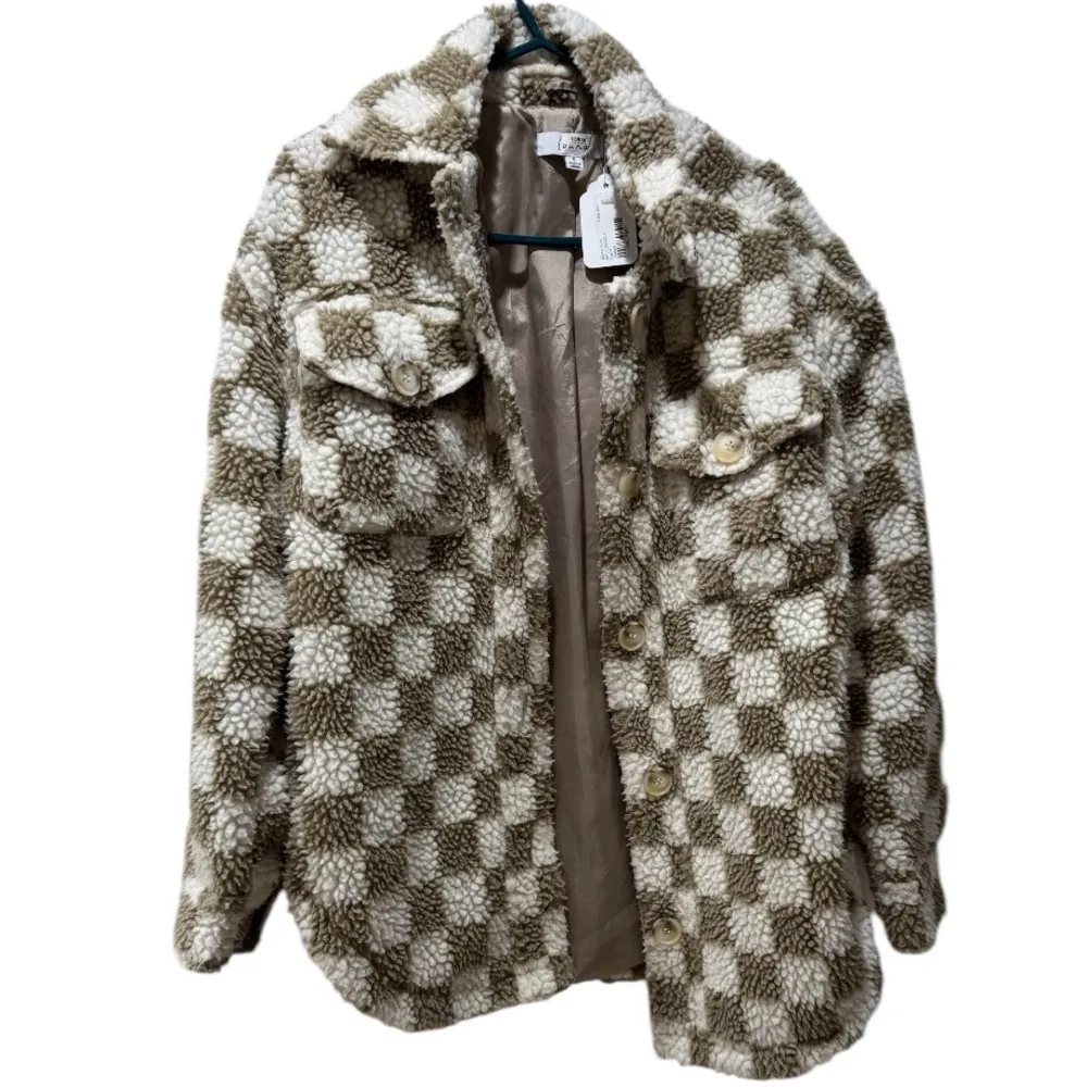 Louna Checker Print Jacket Camel and White Size Smalll​ Tan - Image 4