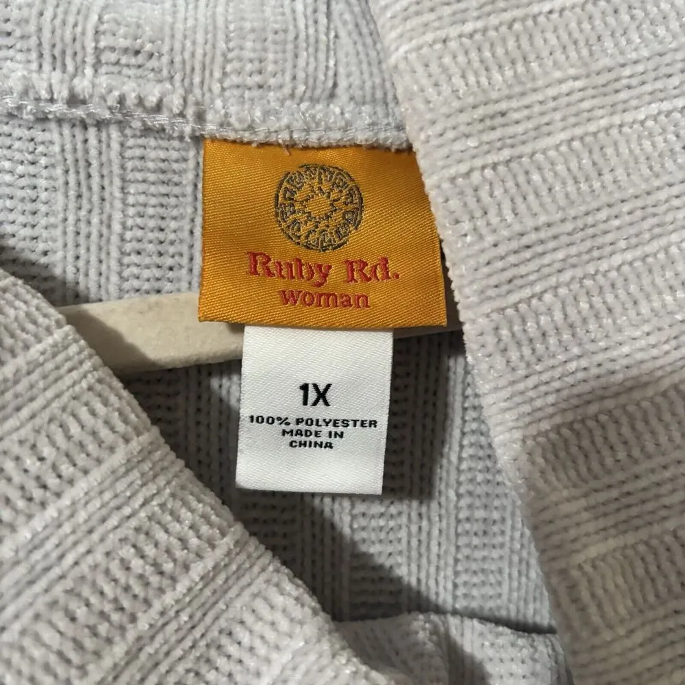 Ruby Rd Sweater Womens 1X Gray Knit Chunky Cowl Neck Pullover Sweatshirt - Image 7