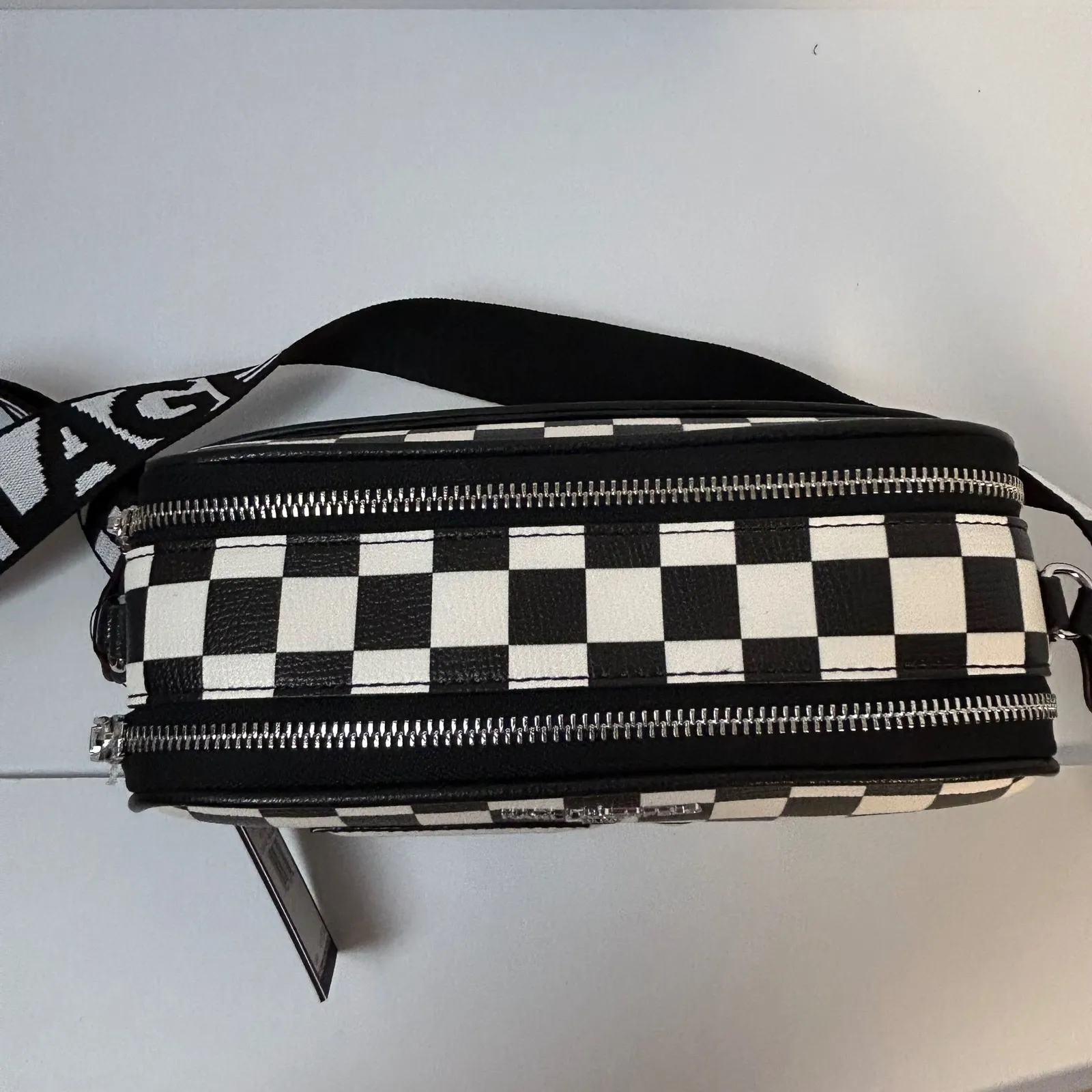 Karl Lagerfeld Paris Checkerboard Crossbody Bag Karl and Choupette Black - Image 10