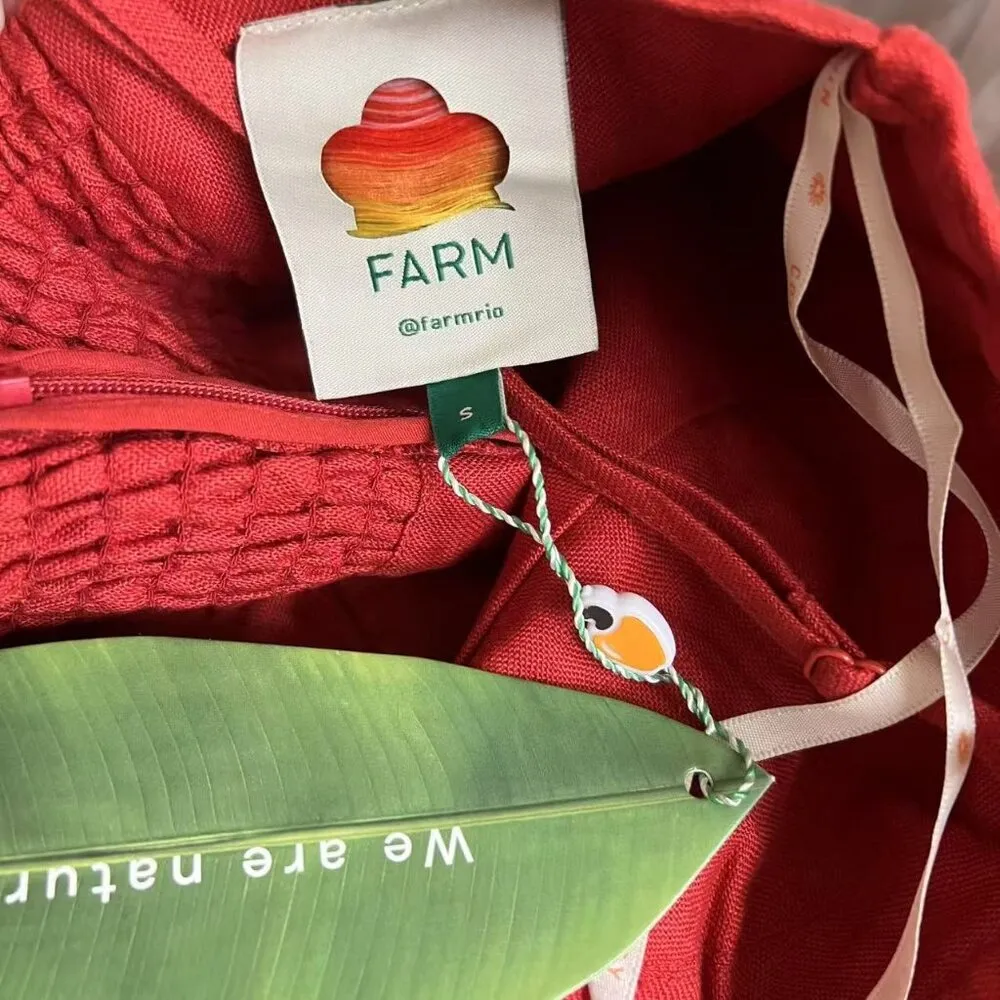 NWT Farm Rio Red 3D Petals Bodice Euroflax Premium Linen Jumpsuit Sz S Wide-Leg - Image 12