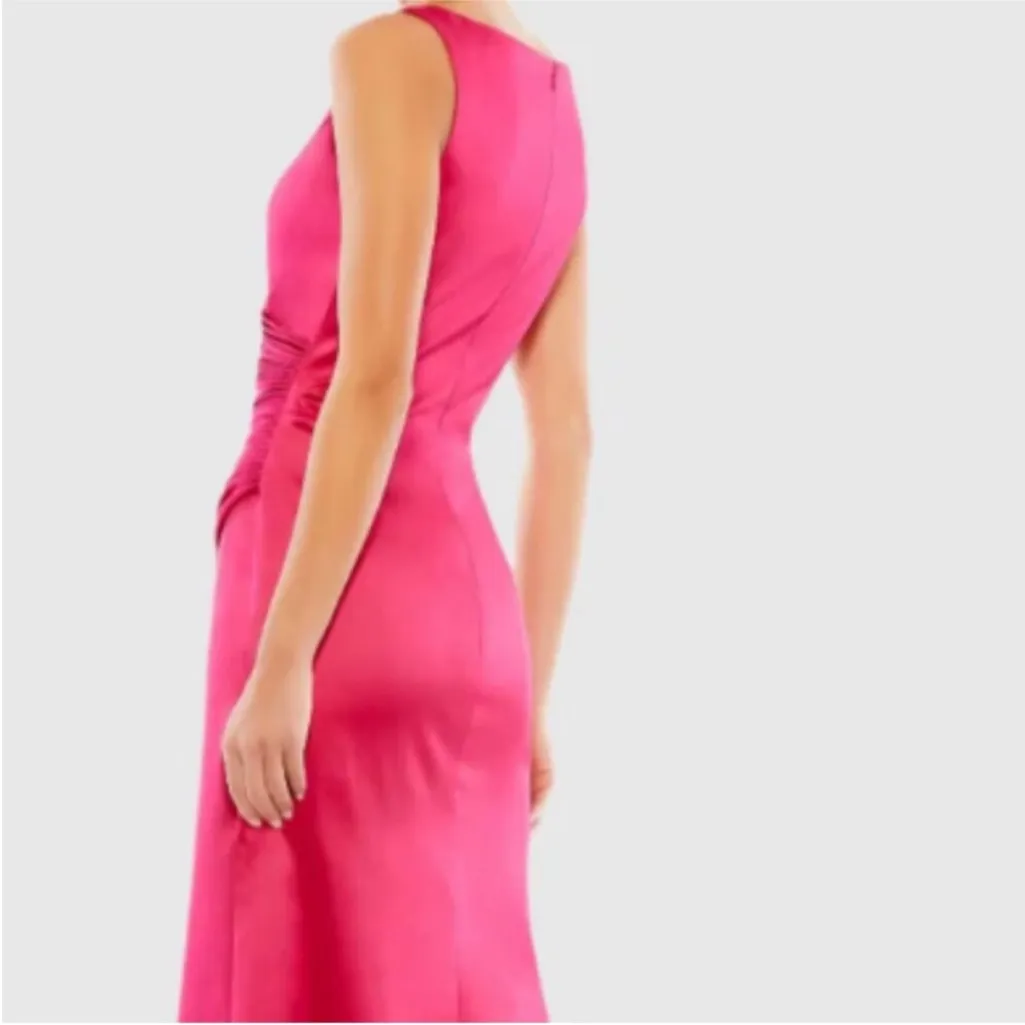 IEENA Mac Duggal 26625 Satin Ruched V-Neck Faux Wrap Lipstick Mini SZ 4 - Image 5