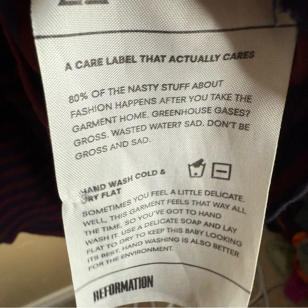 Reformation  Josephina Striped Size Medium Stretch‎ Tee Round Neck Shirt - Image 2