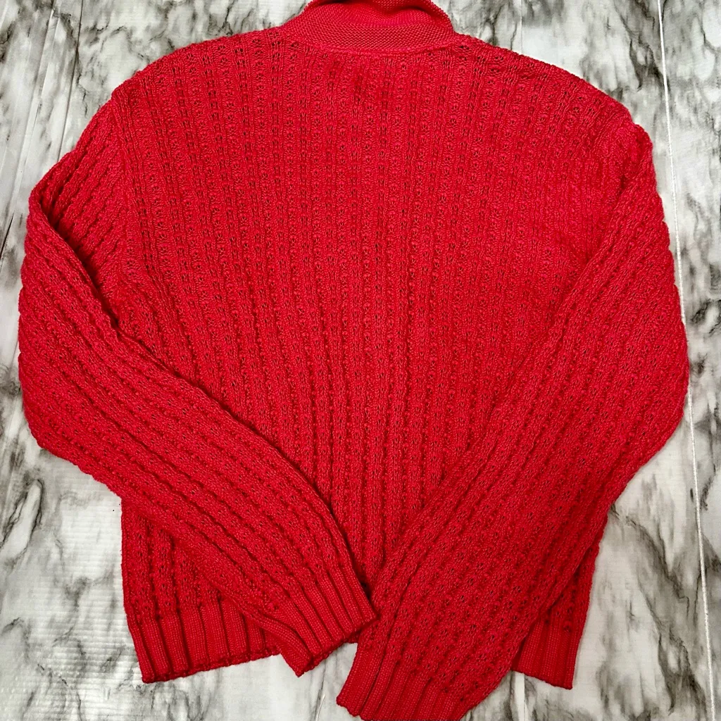 Samantha Taylor Vtg Pink Zip Cropped Sweater Cardigan Collar XL USA Cottagecore - Image 3