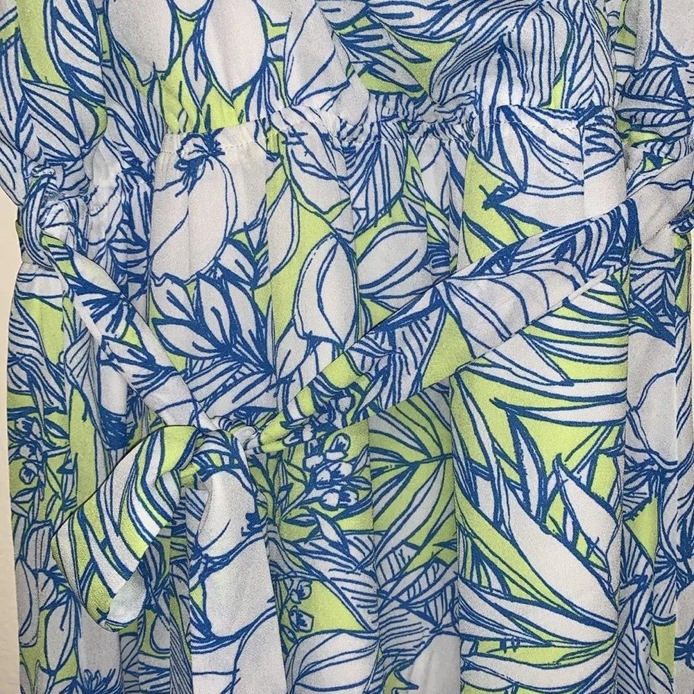 Lulus sunrise in paradise tropical print maxi dress blue green woman size SMALL - Image 5