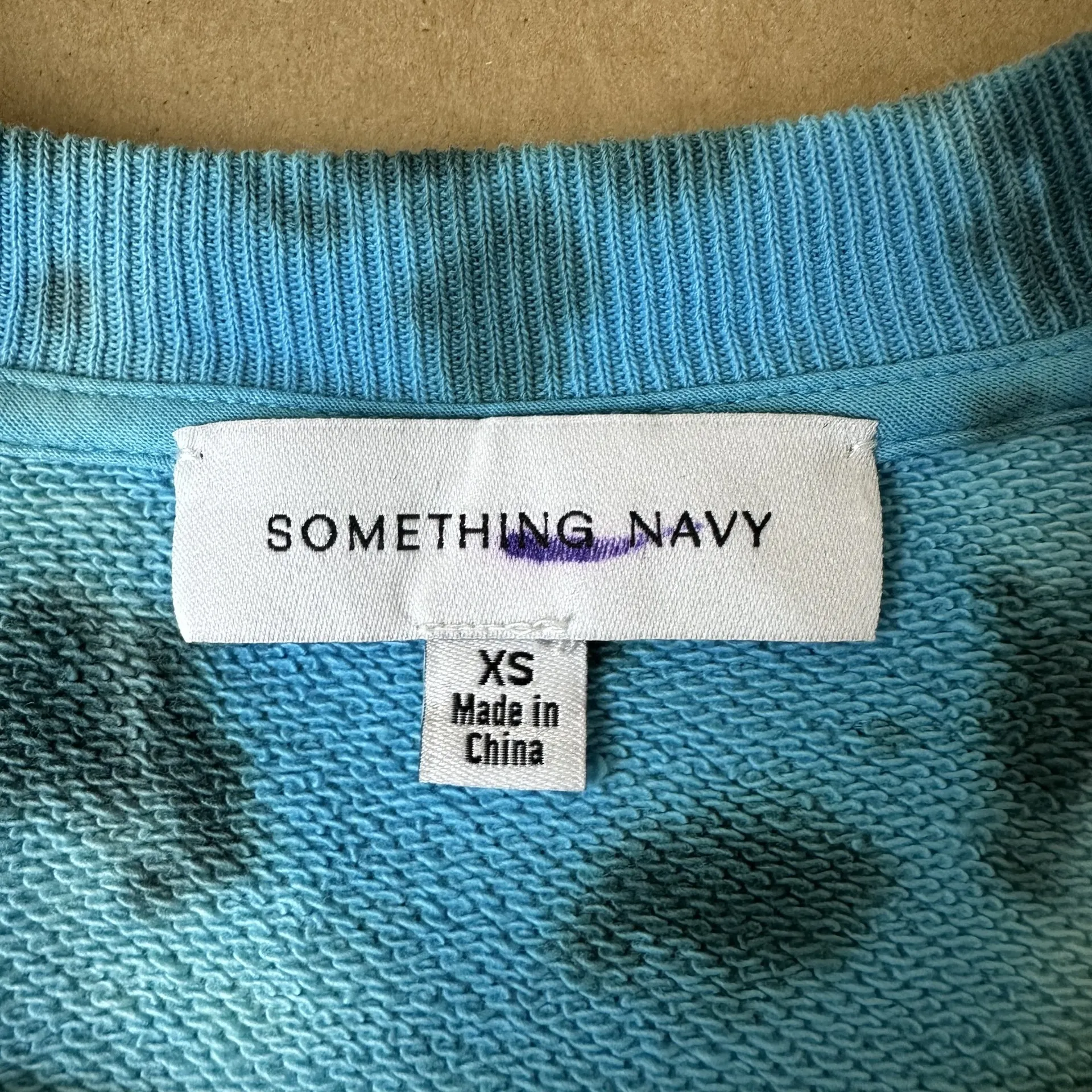 Something Navy Blue Tie-Dye Ruffle Sleeve Casual Sweatshirt Size XS - Image 4