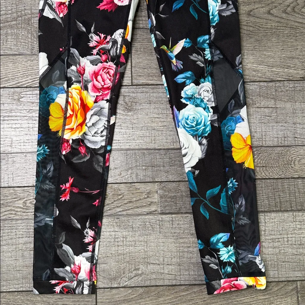 ZYIA Black and Red Floral Leggings - Image 5