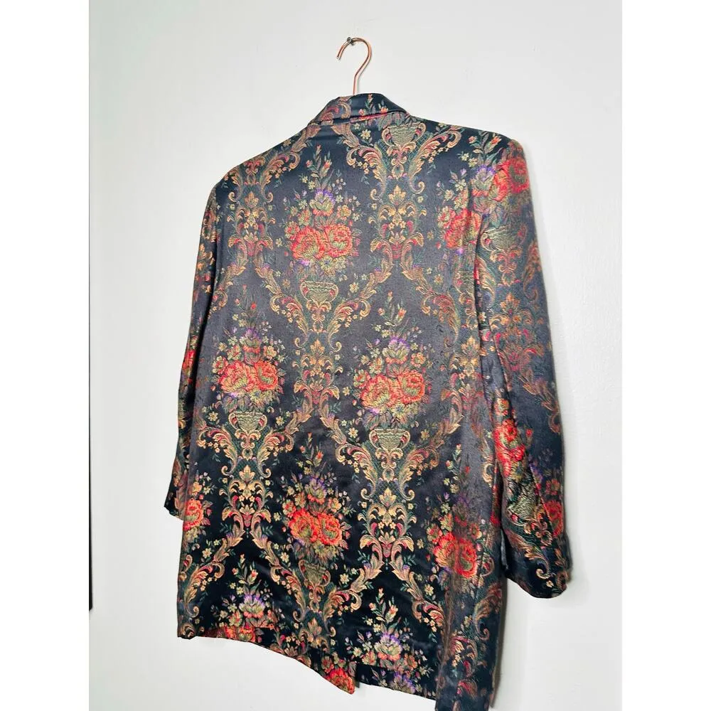 Vintage ANNE PINKERTON Floral Blazer Oversized Pants Set 90s Retro Size 12 Black - Image 14