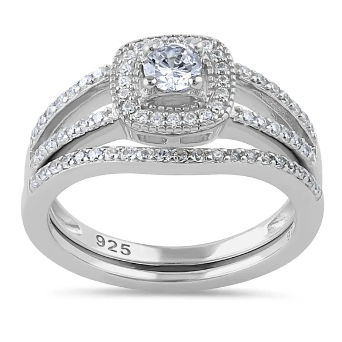 SIZE 10 925  CZ Wedding Set Ring - Image 2