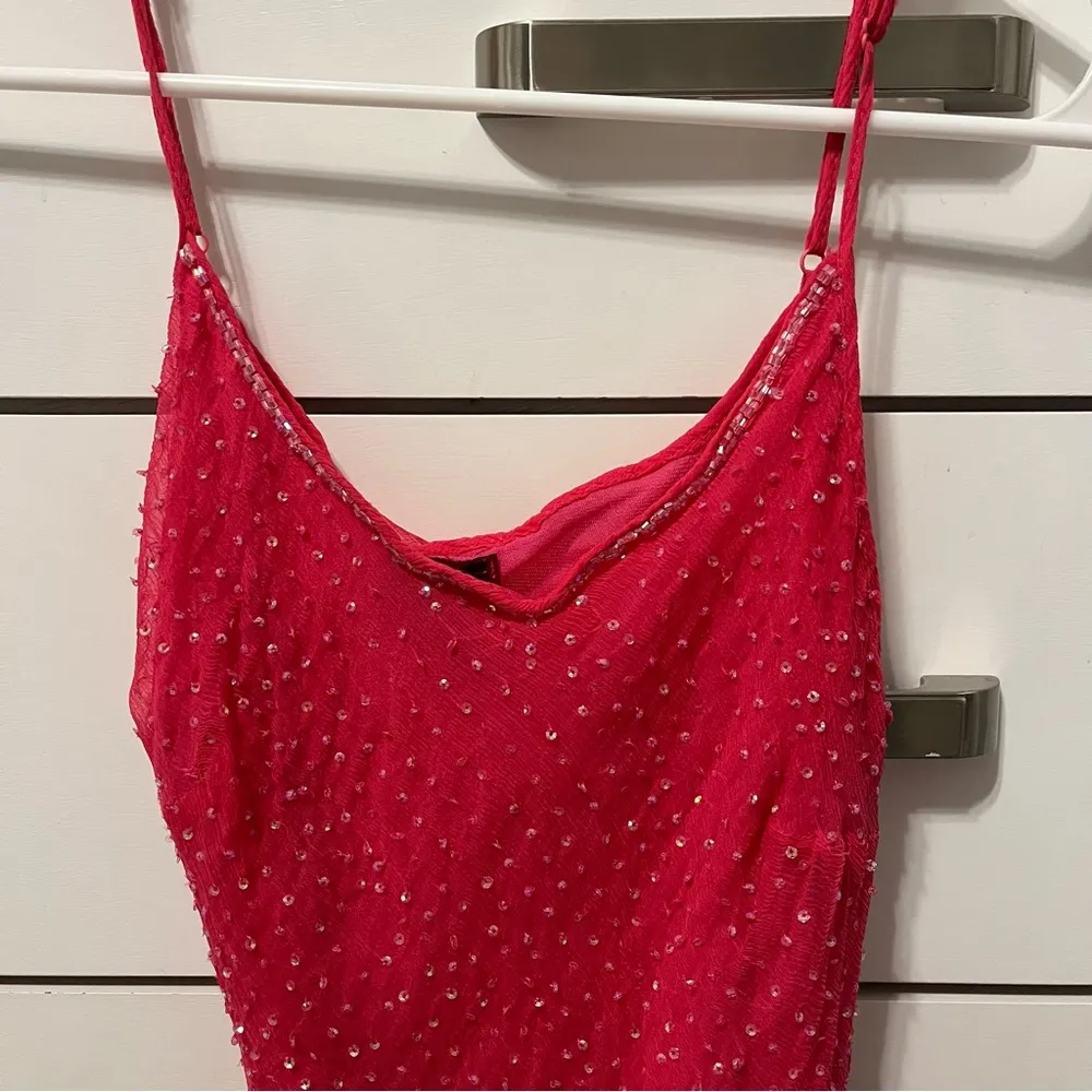 Y2K Pink Sparkly Uneven Tank Top Size M - Image 5