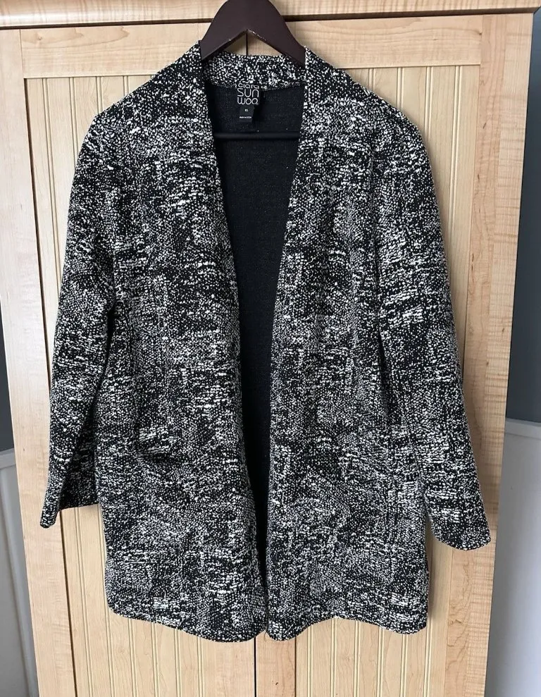 Clara Sun Woo Unstructured Blazer Size XL Oversized Black Relaxed Fit Textured - Image 1